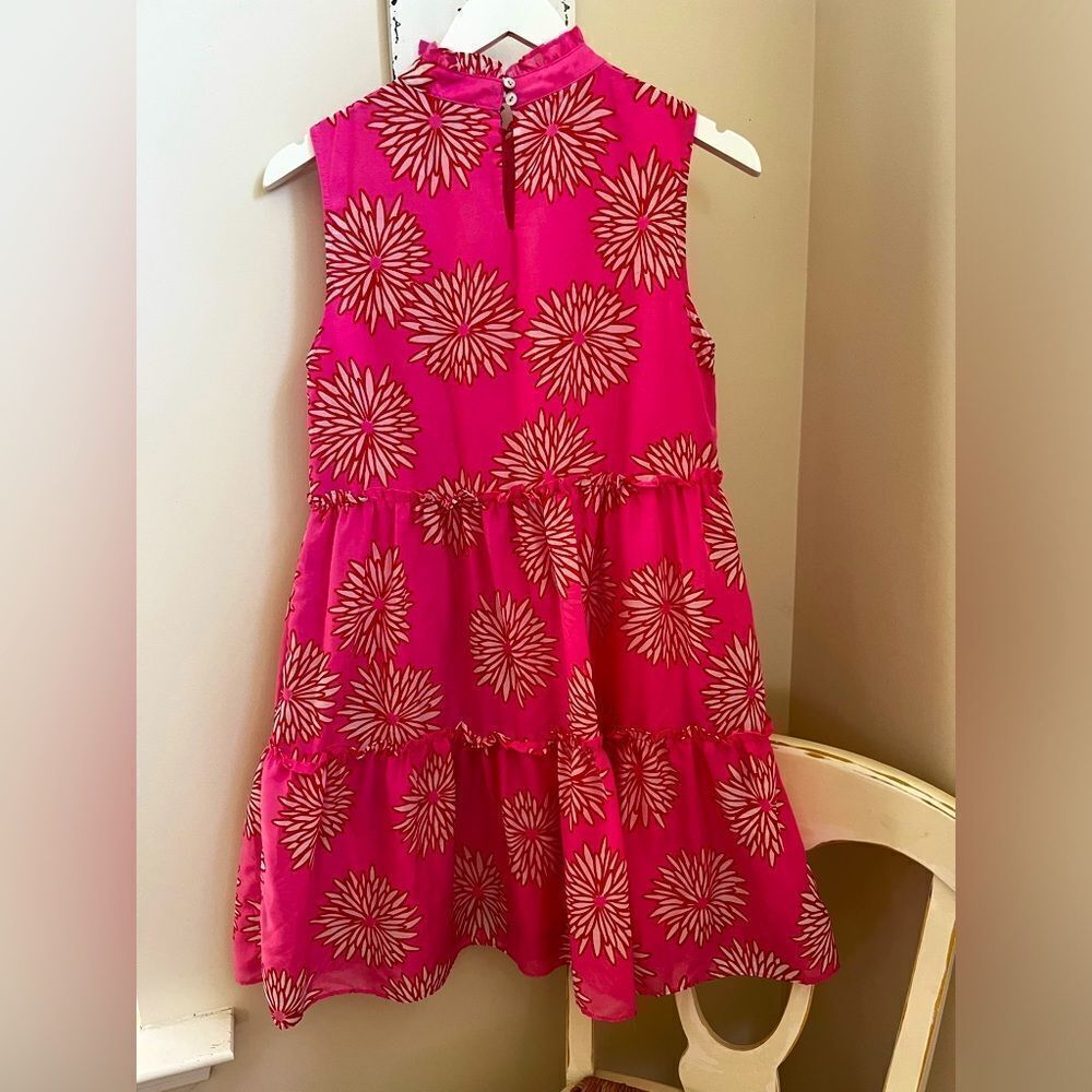 J.Marie Pink Sleeveless ruffle Dress with Floral Pattern; Size XS. Like New!! - Picture 2 of 8
